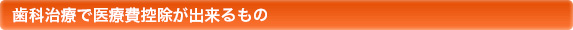 歯科治療で医療費控除が出来るもの